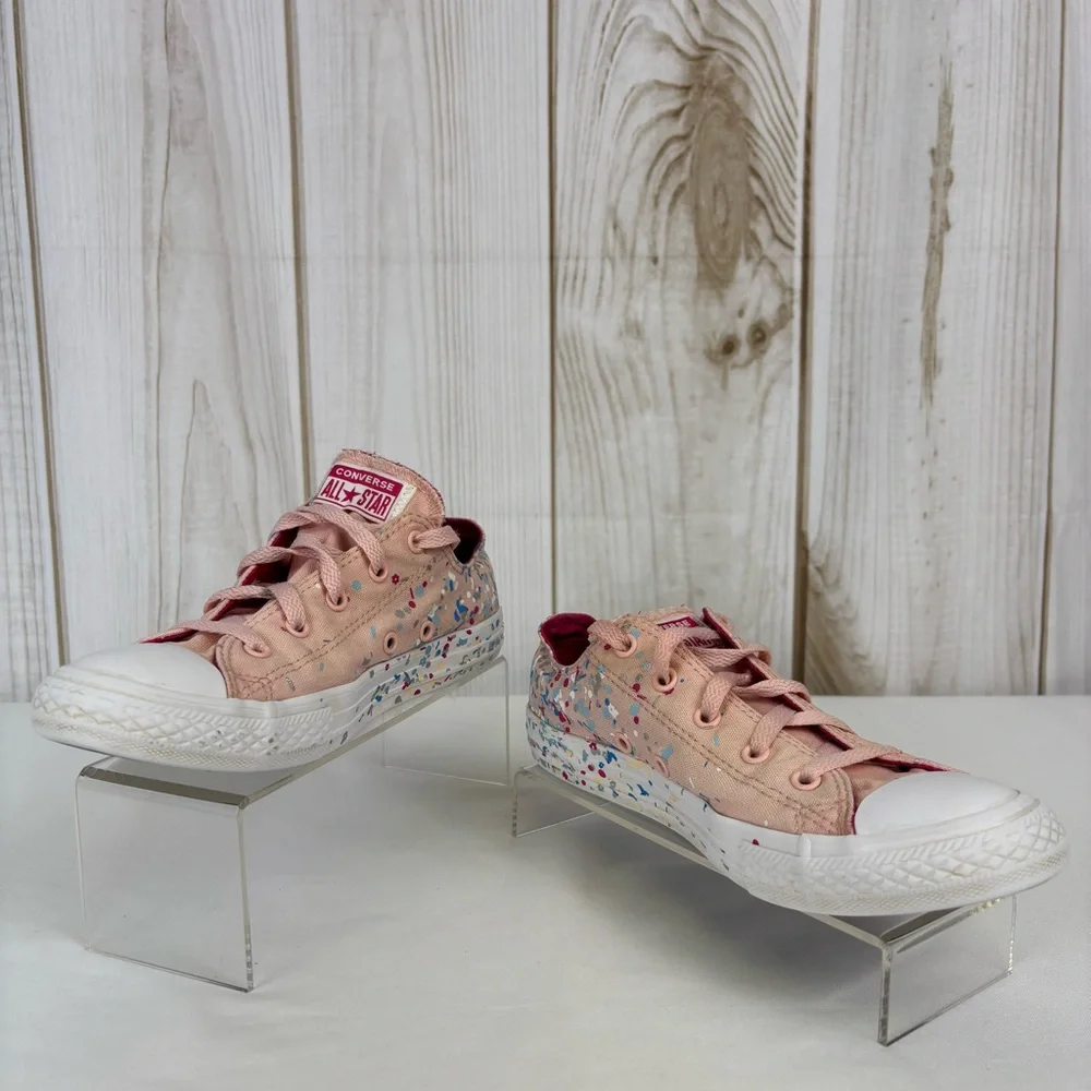 Converse Chuck Taylor All Star Junior Sneakers Confetti Low Top Shoes Pink Sz 4